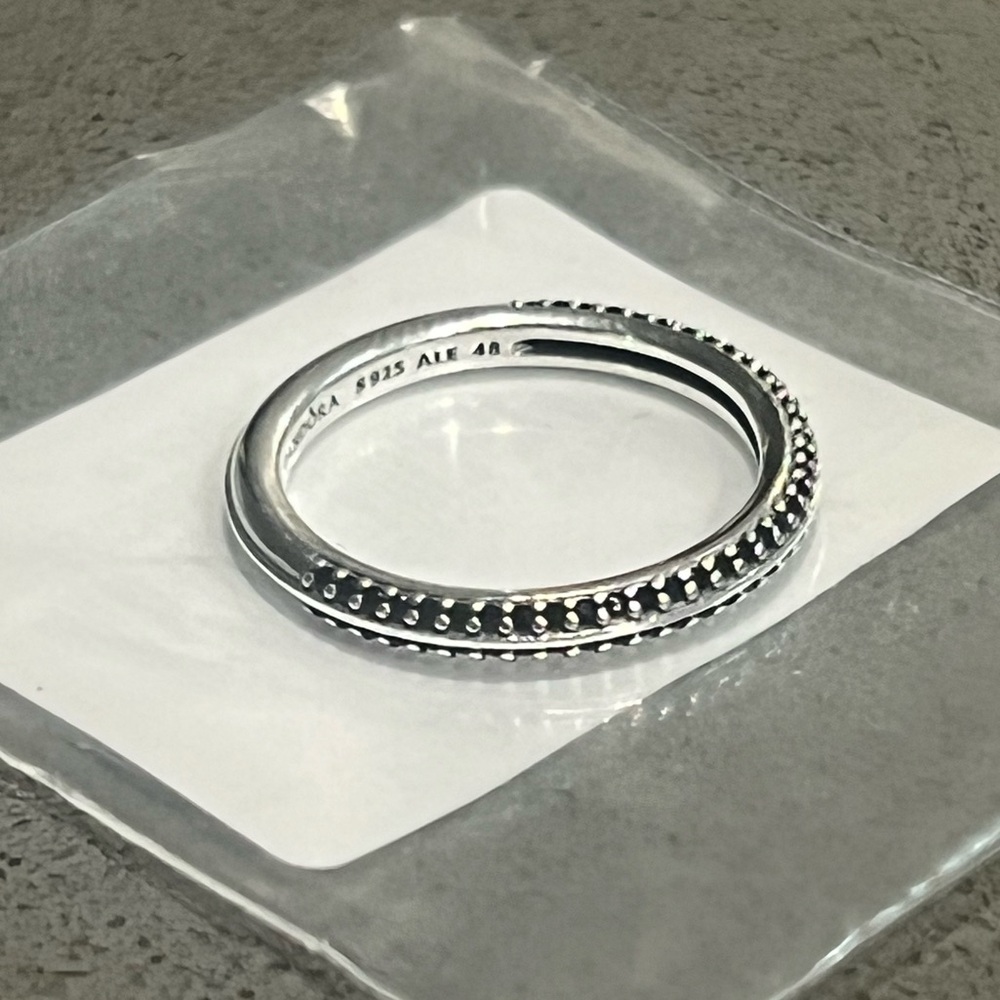 Authentic Pandora Sterling Silver Me Black Pave Ring Sz. US 4.5 EU 48